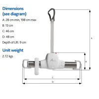 golift-portable-450-ceiling-hoist-for-safe-comfortable-overhead-lifting-dimension-diagram