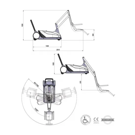 I-Swim 2 Pool Hoist Rotating Seat Powered Pool Lift for Safe Water Access - dimension diagram