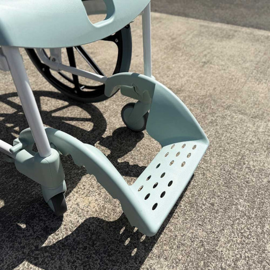 Etac Clean Self Propelled Shower Commode Chair in bathroom