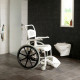 Etac Clean Self Propelled Shower Commode Chair in bathroom