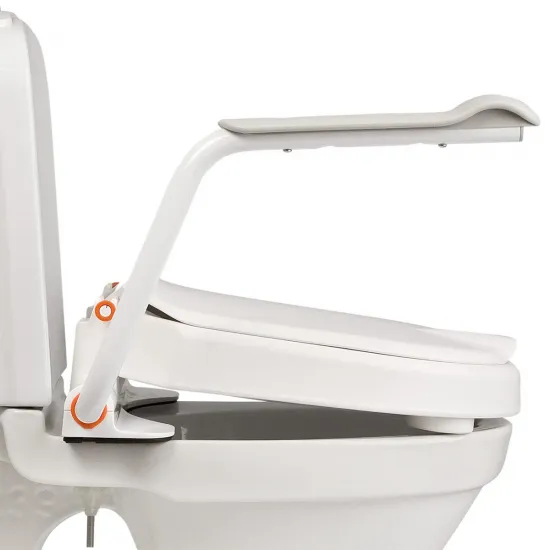 Etac Hi-Loo Toilet Seat with Arm Supports - Angled