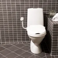 Etac Hi-Loo Toilet Seat with one Support Arms fitted