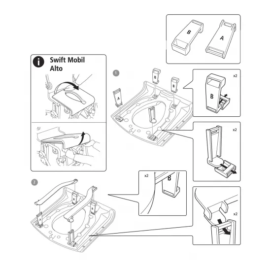 Attachment for low mounting of pan/bucket for Etac Alto Exploded diagram Attachment for low mounting of pan/bucket for Etac Alto Exploded diagram