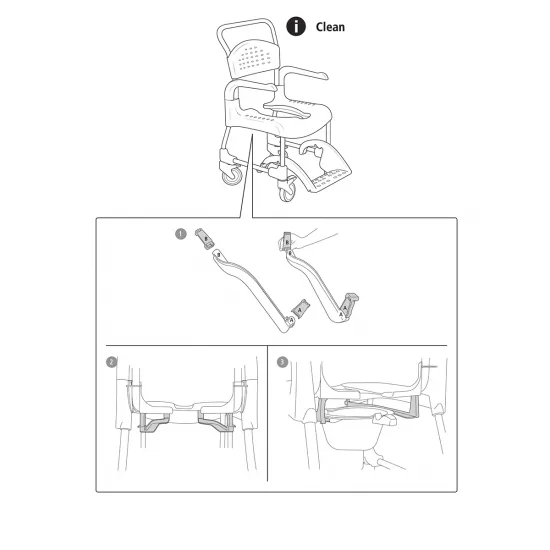 Attachment for low mounting of pan/bucket for Etac Clean Exploded diagram Attachment for low mounting of pan/bucket for Etac Clean Exploded diagram