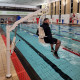 Oxford Dipper Pool hoist with Ranger Seat by pool 