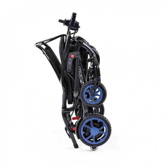 Quickie Q50R Carbon Folding Powered Wheelchair Folded Vertical2
