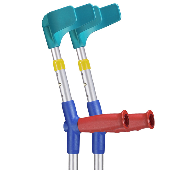   Flexyfoot Shock Absorbing Soft Grip Double Adjustable Junior Crutches - Red Handles - Pair