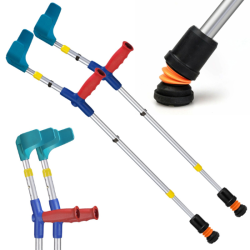   Flexyfoot Shock Absorbing Soft Grip Double Adjustable Junior Crutches - Red Handles - Pair