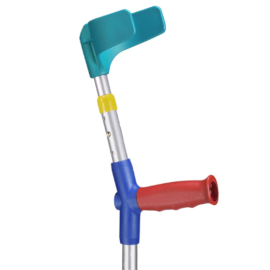   Flexyfoot Shock Absorbing Soft Grip Double Adjustable Junior Crutches - Red Handles - Single