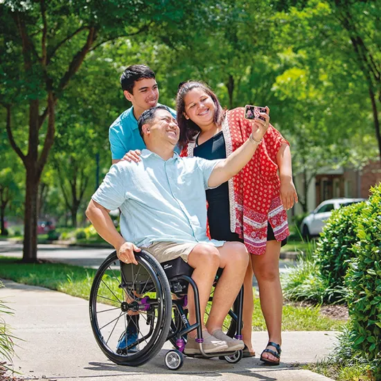 ROHO Hybrid Select Cushion for Pressure Relief Seating - family selfie