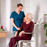 swift mobil-2 commode chair for assisted personal care seat - patient use