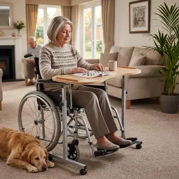 Adjustable Overchair & Wheelchair Table 
