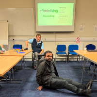 Occupational therapist testing the AX35 Pro from floor sitting
