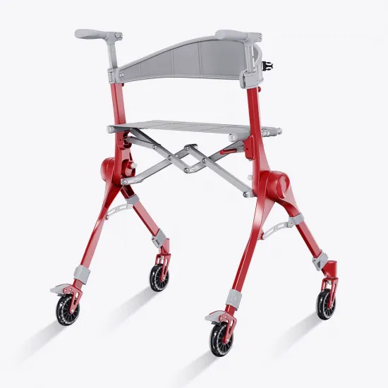 VOCIC Z35 PackGo Folding Rollator for Compact Travel - red colour back