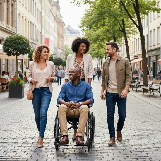 Apollo Lightweight Folding Wheelchair in the City