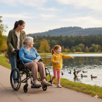 Apollo Lightweight Folding Wheelchair in the park