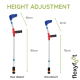 Flexyfoot Shock Absorbing Soft Grip Double Adjustable Junior Crutches - Black Handles - Single