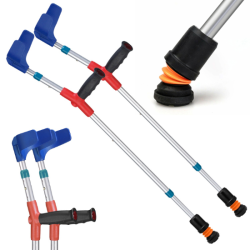 Flexyfoot Shock Absorbing Soft Grip Double Adjustable Junior Crutches - Black Handles - Pair