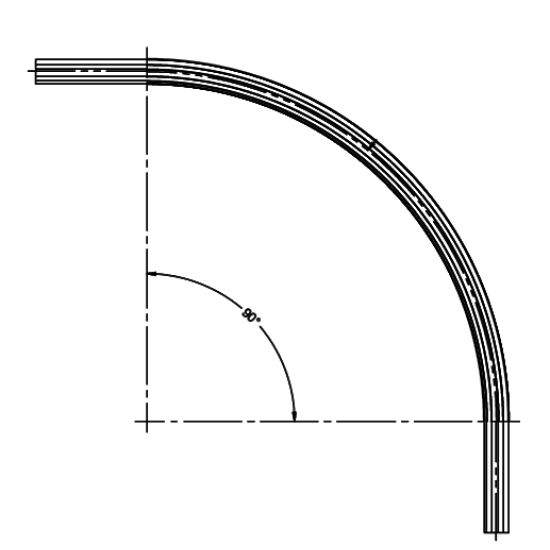 90 Degree Curved Rail