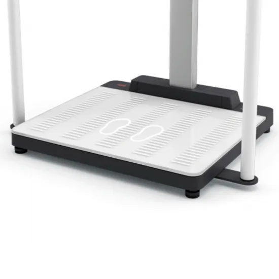 seca-scale-up-line-emr-validated-digital-handrail-scale-for-precision-weighing-worker-with-client-digital-system-close-up