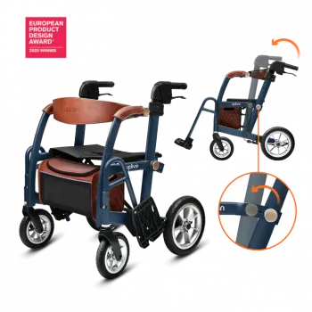 2-in-1 Rollator Walker & Transport Wheelchair with Seat & Backrest