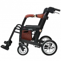 2-in-1 Rollator Walker & Transport Wheelchair with Seat & Backrest