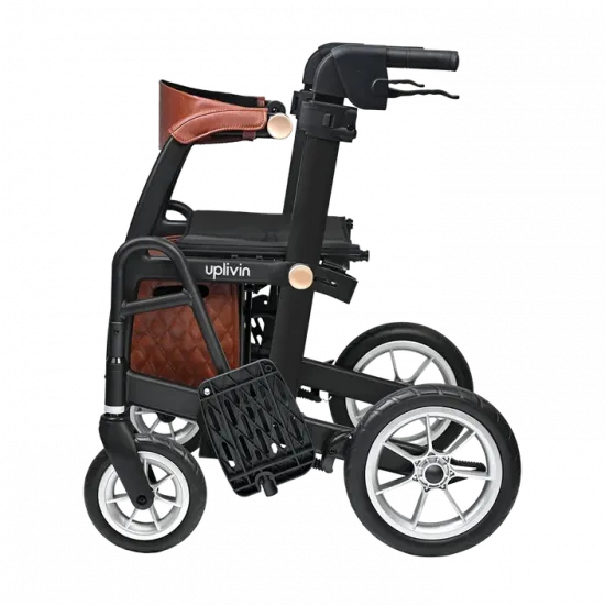 2-in-1 Rollator Walker & Transport Wheelchair with Seat & Backrest
