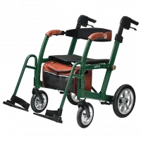 2-in-1 Rollator Walker & Transport Wheelchair with Seat & Backrest