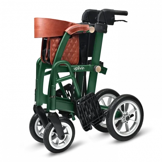 2-in-1 Rollator Walker & Transport Wheelchair with Seat & Backrest