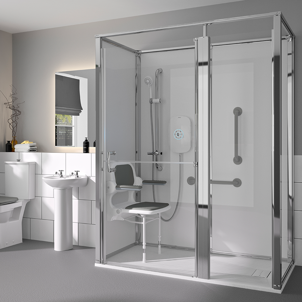 Level-access showers are a common DFG adaptation Level-access shower cubicle suitable for DFG grant funding
